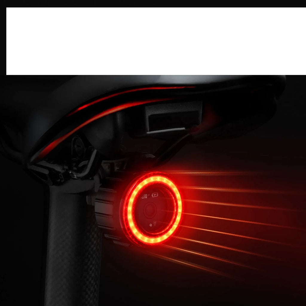 Black intelligent induction brake taillight for bicycles with aluminium alloy construction