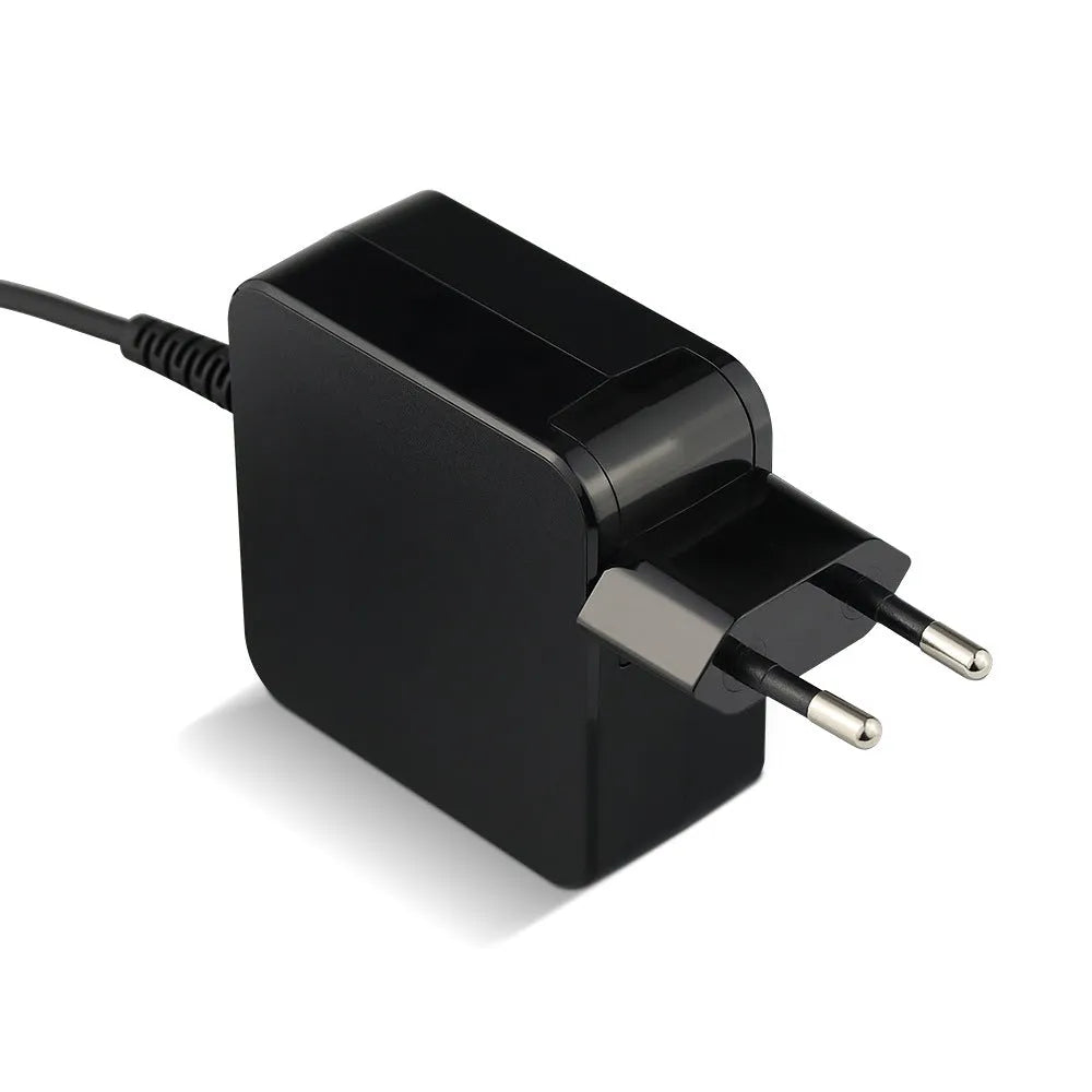 Black 45W laptop power adapter with American standard plug and DC connector