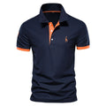 Men's slim fit short sleeve T-shirt with deer embroidery design in cotton blend fabric