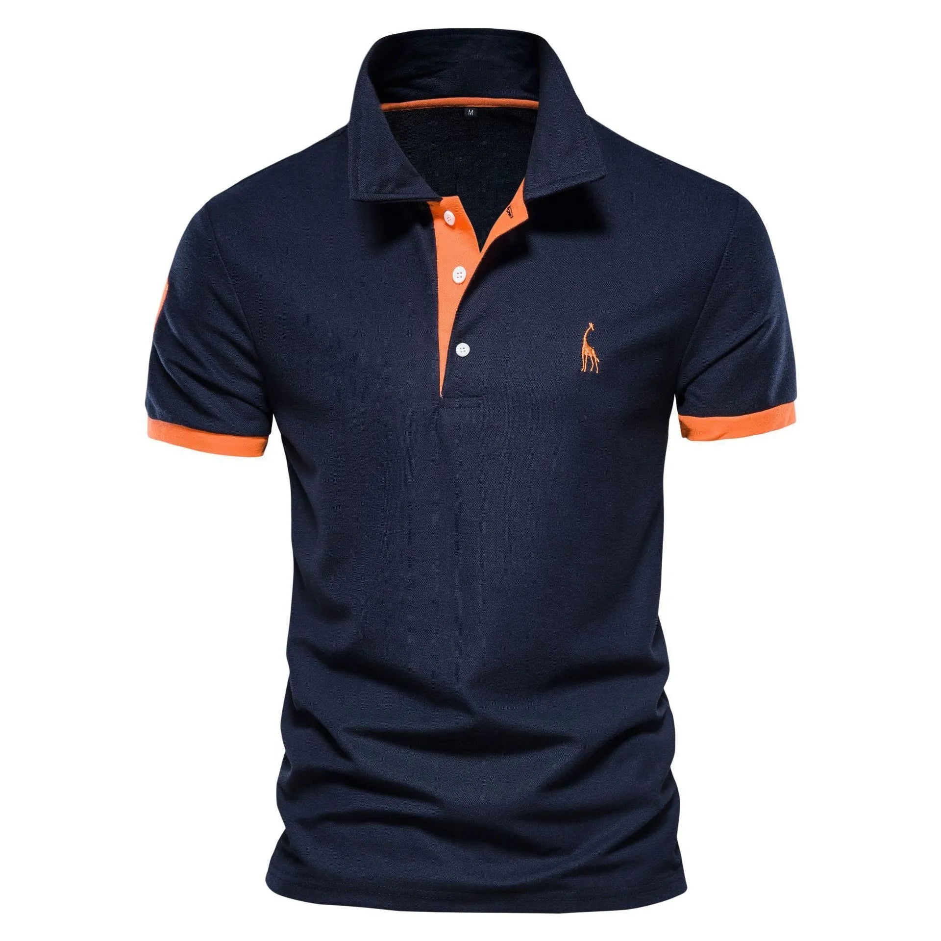 Men's slim fit short sleeve T-shirt with deer embroidery design in cotton blend fabric