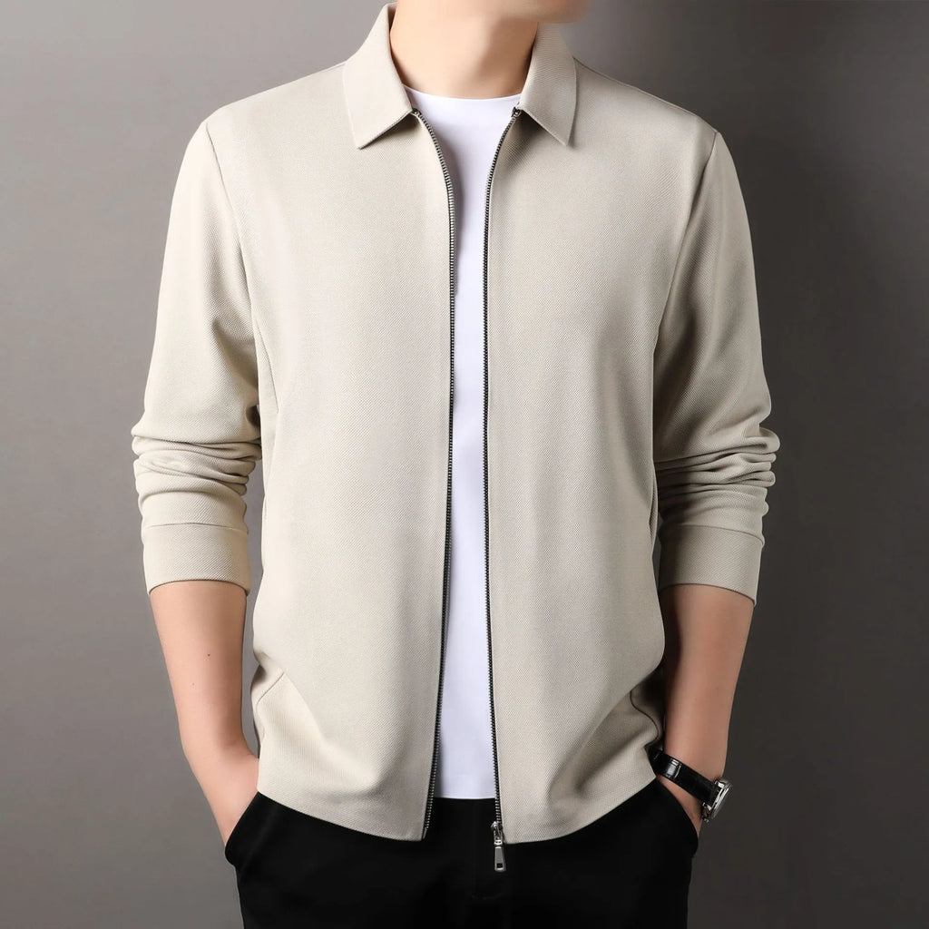 Men's apricot coloured business casual jacket with long sleeves and a straight hem.