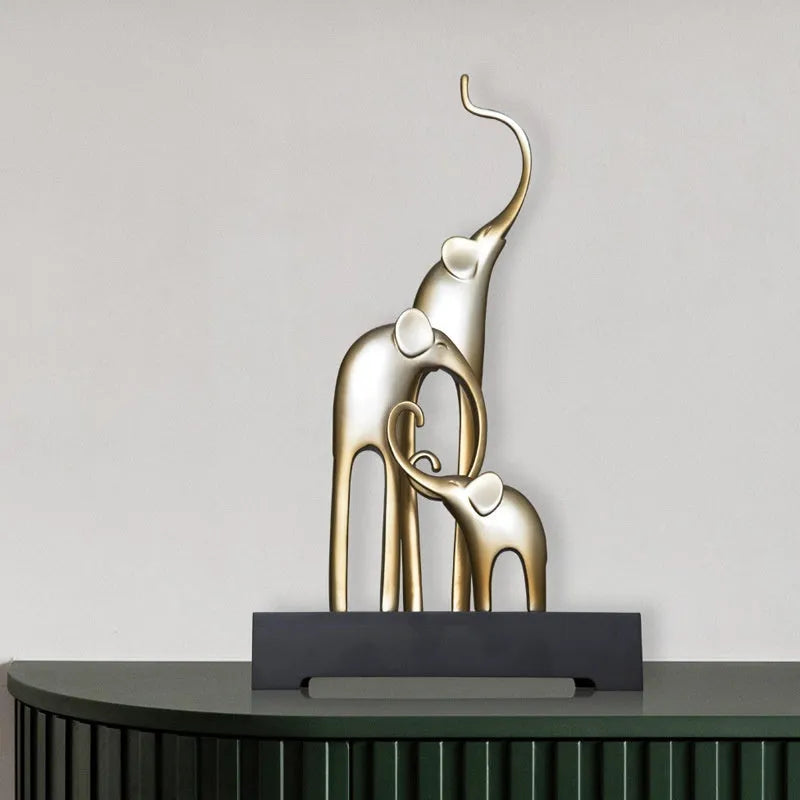 Fortune Bring Elephant decorative figurine in bright gold, rose gold, silver, or retro colour finish.