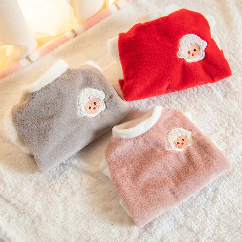Winter pet warm plush acrylic knit sweater for dogs and cats, available in multiple colours and sizes XS to XL