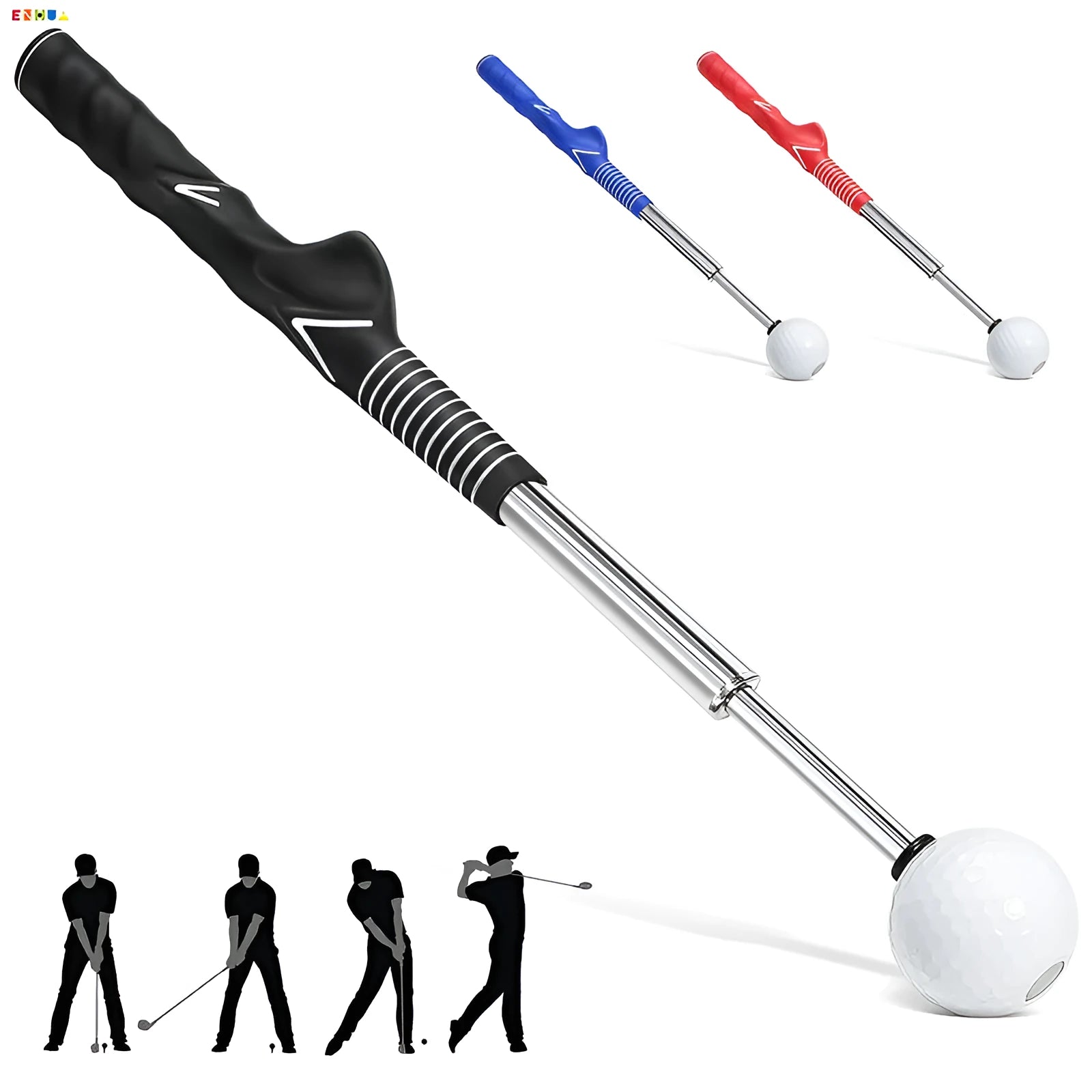 Telescopic golf swing simulator in stainless steel with adjustable shaft