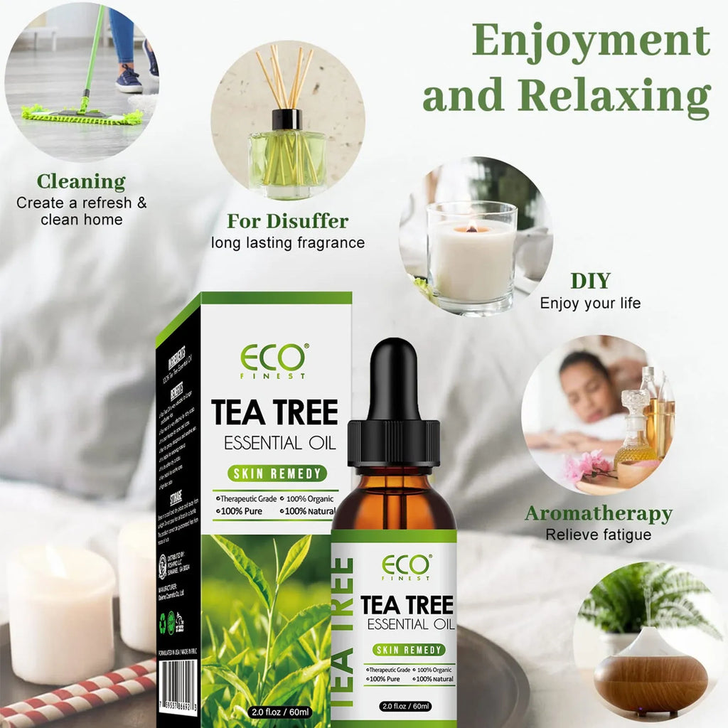 Essential tea tree oil massage oil 60ml bottle for acne skin