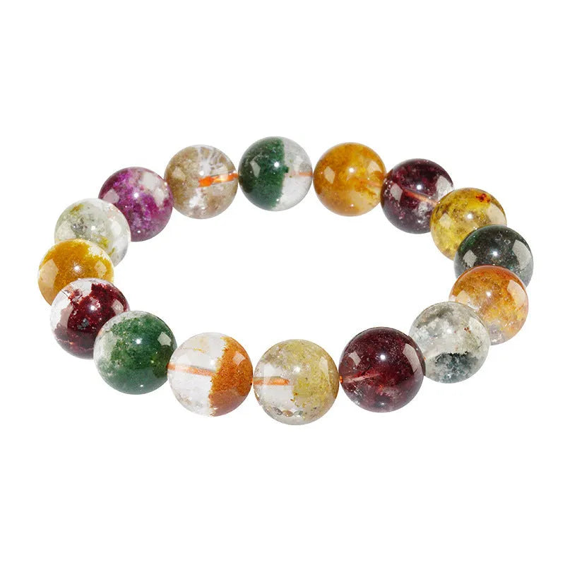 Crystal ball bracelet with ethnic style retro ghost cornucopia design and colourful beads
