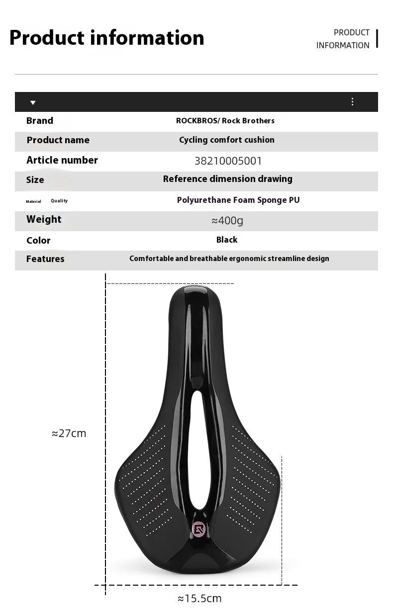 Black and pink PU foam resin sponge bike seat cushion size M for mountain and road cycling