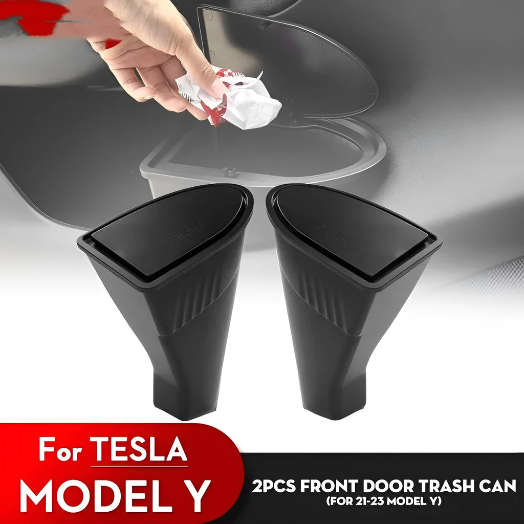 Black waterproof ABS car door storage containers for Tesla Model Y front doors