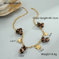 Stainless steel necklace with leopard, love hearts and flowers pendant on adjustable chain