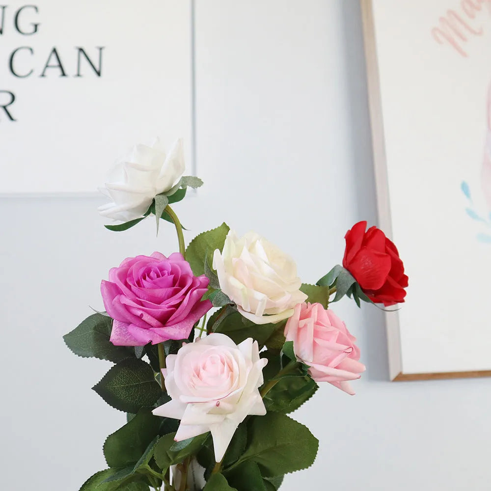 Touch Rose Moisturizing Hand Feeling artificial flower in silk fabric with 8.5cm head on 42cm stem