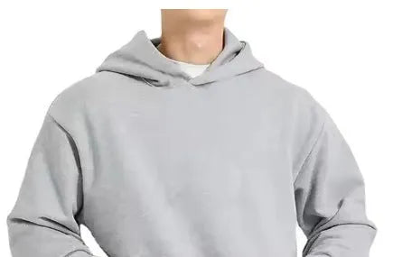 Men's solid colour fleece-lined cotton hoodie sweater with a wool lining and pullover design.