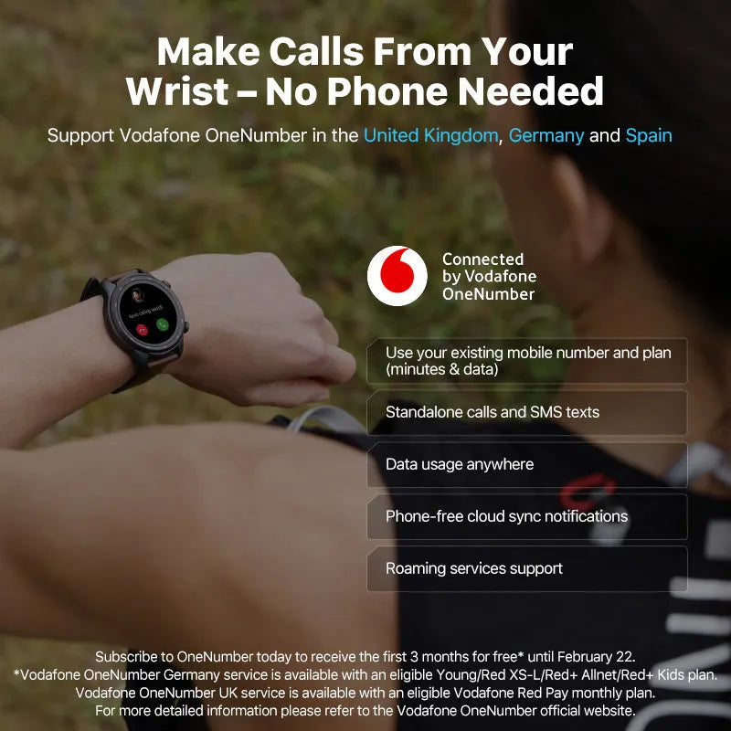 Ticwatch Pro X smart watch with circular display showing fitness metrics