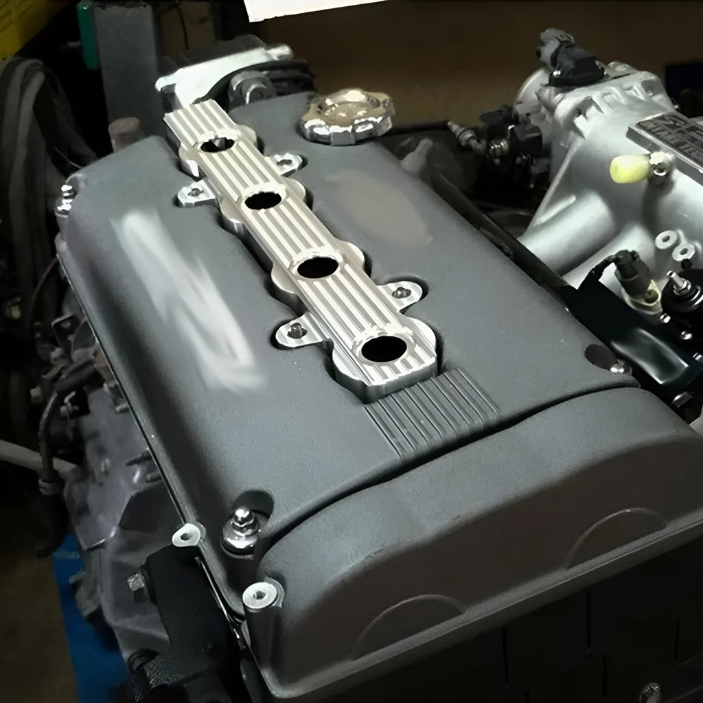 Aluminium alloy engine harness hood in blue, red, and silver colour options