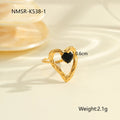 Geometric open mouth women's ring with zircon stones on stainless steel band