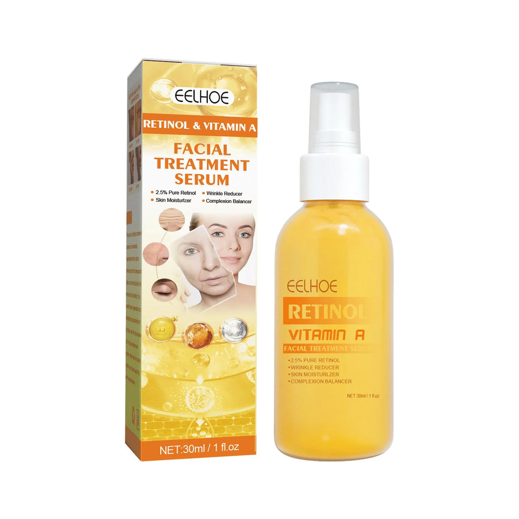 Retinol anti-wrinkle essence spray 30ml bottle with vitamin A formula in box packaging