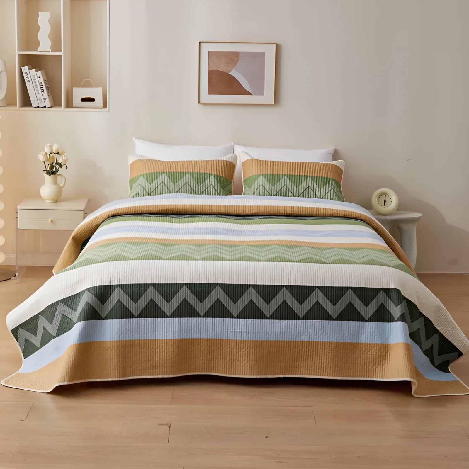 Pure cotton printed bed sheet set with modern simple design for 2.2 metre beds