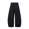 Men's pleated machete casual trousers in black, loose-fitting wide-leg cotton pants with mid waist