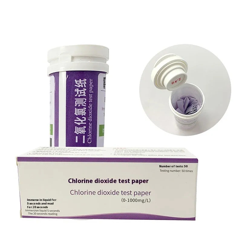 Chlorine dioxide test paper bottle containing 50 pieces for 0-1000mg/L waste water detection