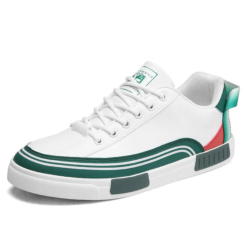 Men's casual canvas shoes with mesh upper in Milan beige and white/green colours