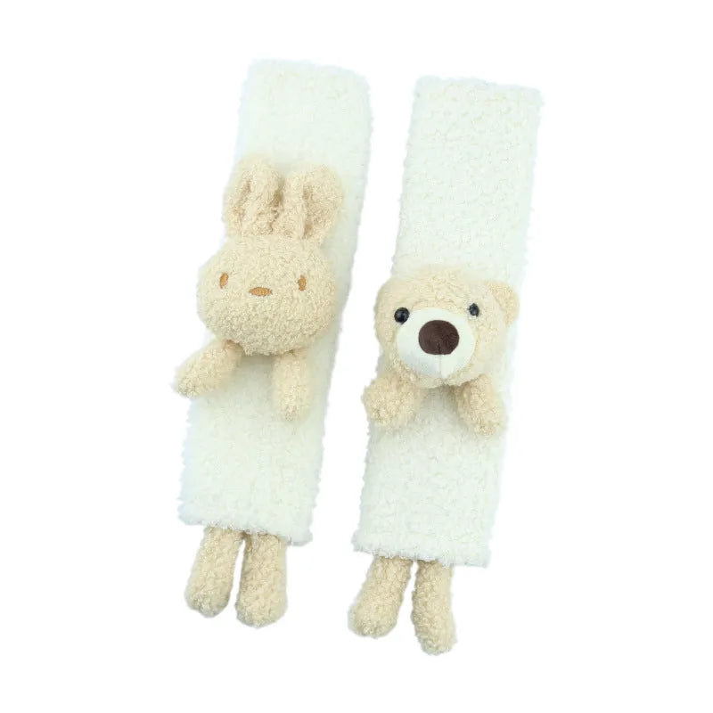 Cartoon rabbit and bear design lamb wool plush car seat belt shoulder protector