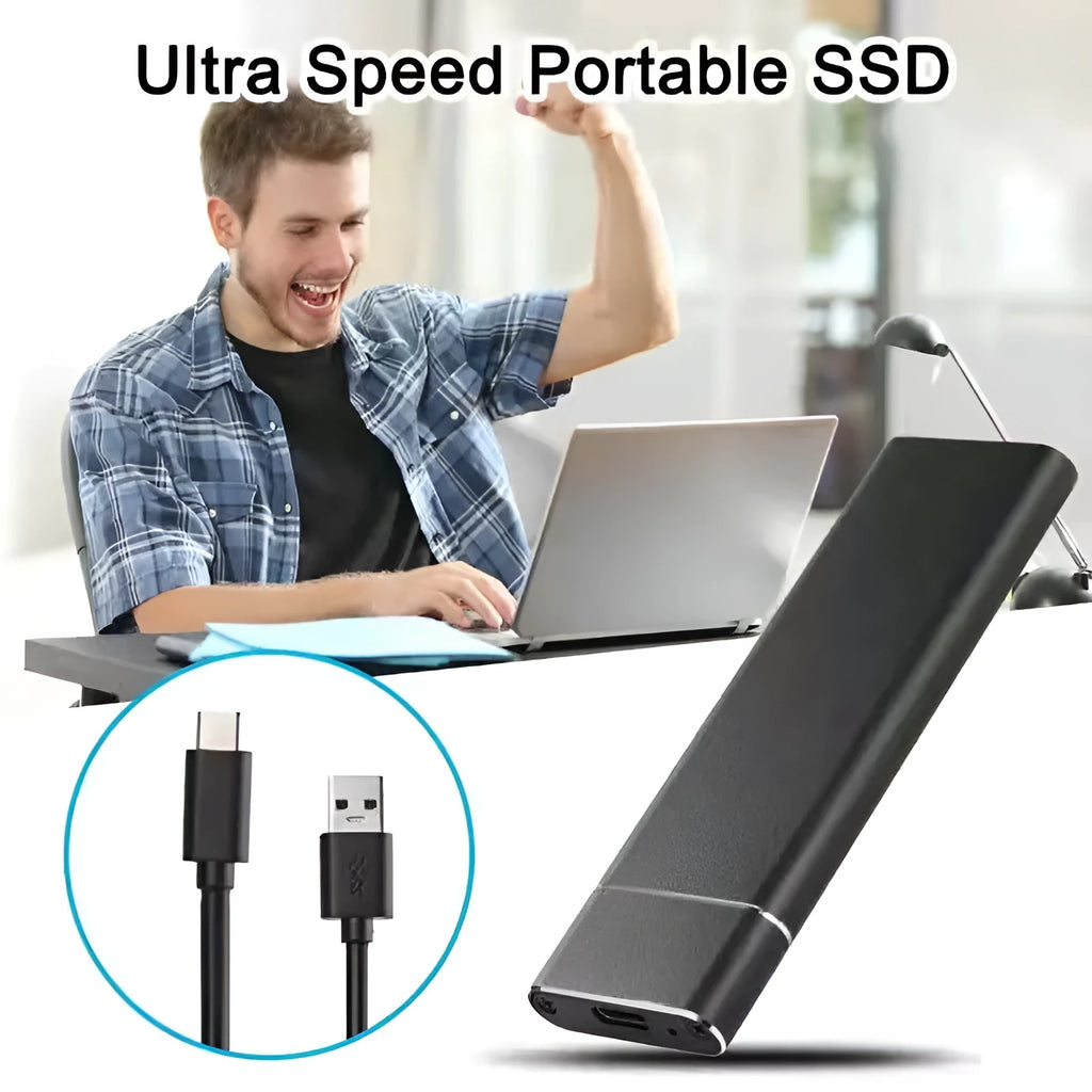Ultra-thin 6TB SSD mobile hard disk in black, blue, orange, red, and silver metal case options