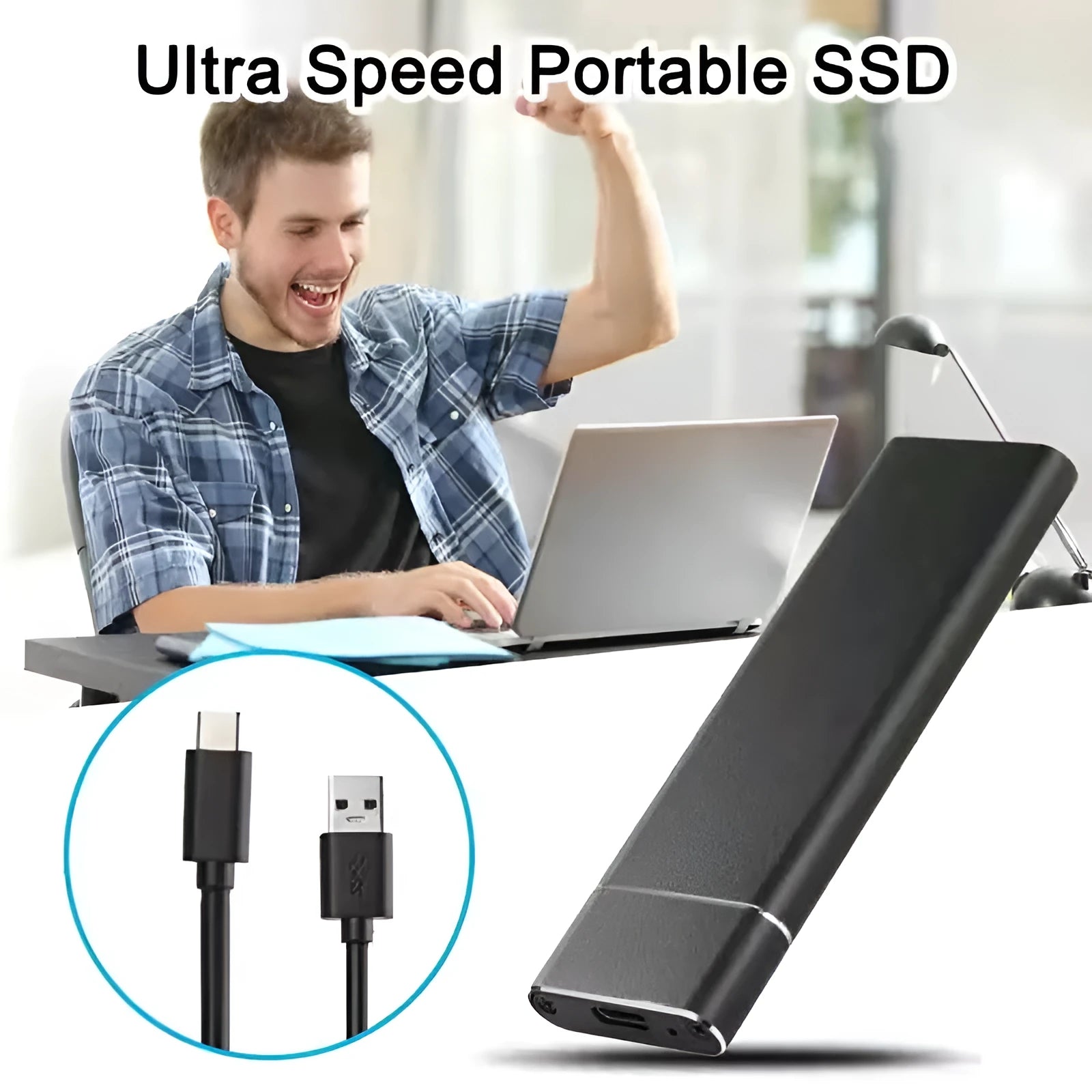 Ultra-thin 6TB SSD mobile hard disk in black, blue, orange, red, and silver metal case options