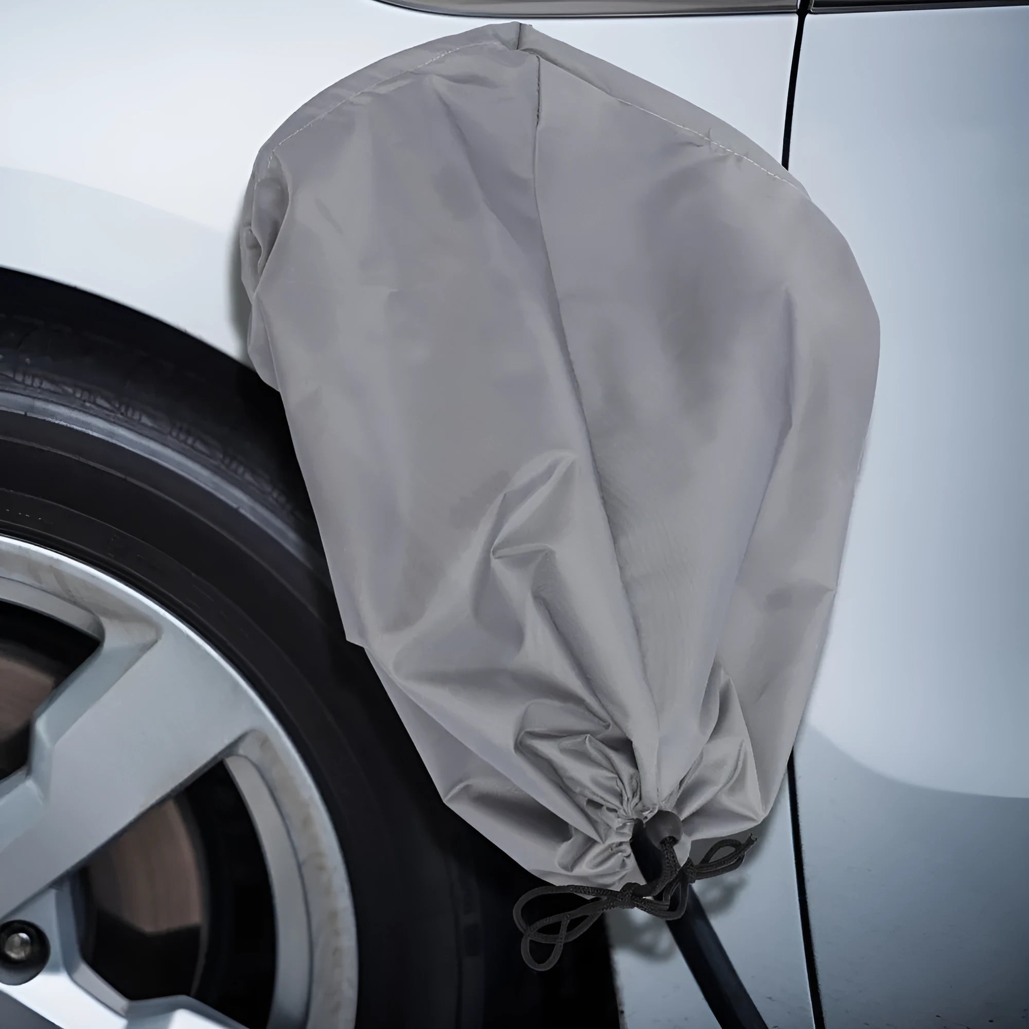 New energy vehicle waterproof charging cover with drawstring in grey and black colours