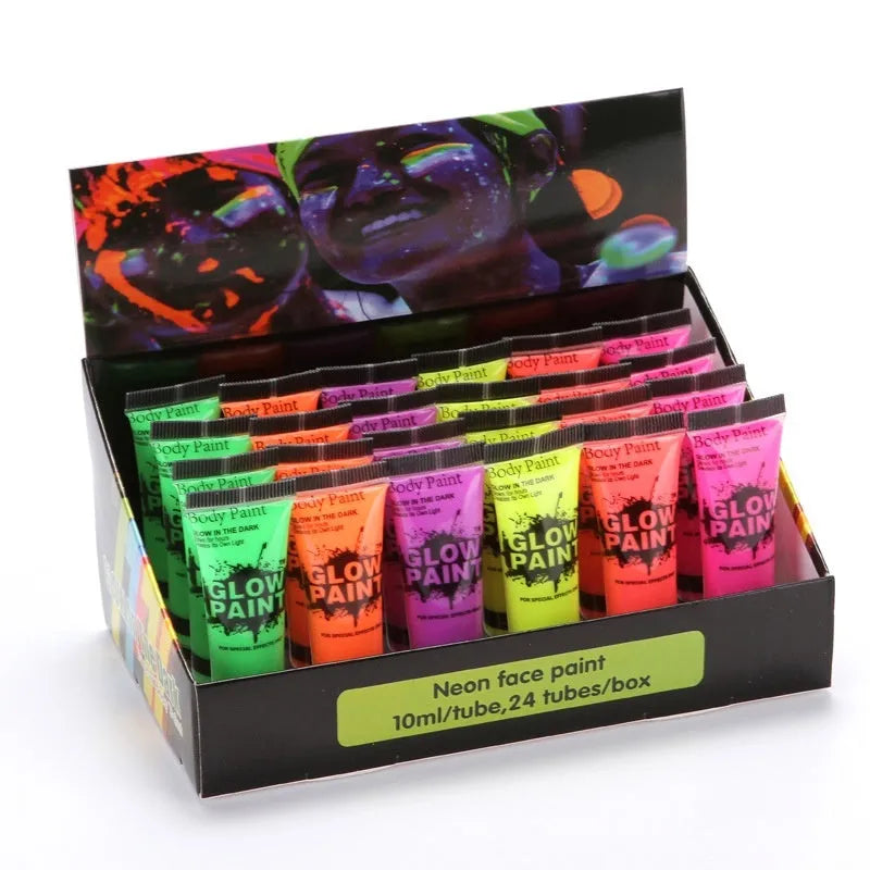 25ml tube of neon green gouache face and body paint, safe and non-toxic.