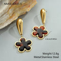 Tortoiseshell resin hawksbill colour earrings with 18K gold electroplating in heart-shaped and flower geometric designs
