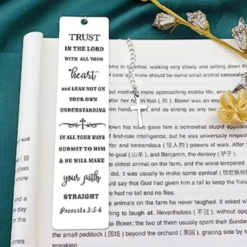 Stainless steel bookmark with engraved Bible verse in CF-S5170 colour