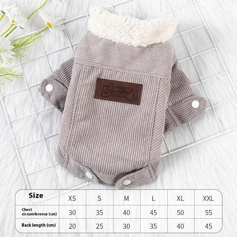 Lambswool grey dog fleece vest with wool lining for autumn and winter wear