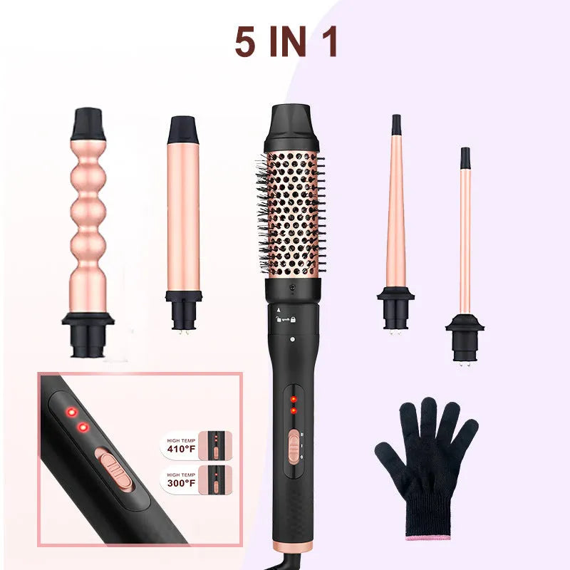 All-in-one three-tube water wave hair curler set with multiple interchangeable tubes on a white background