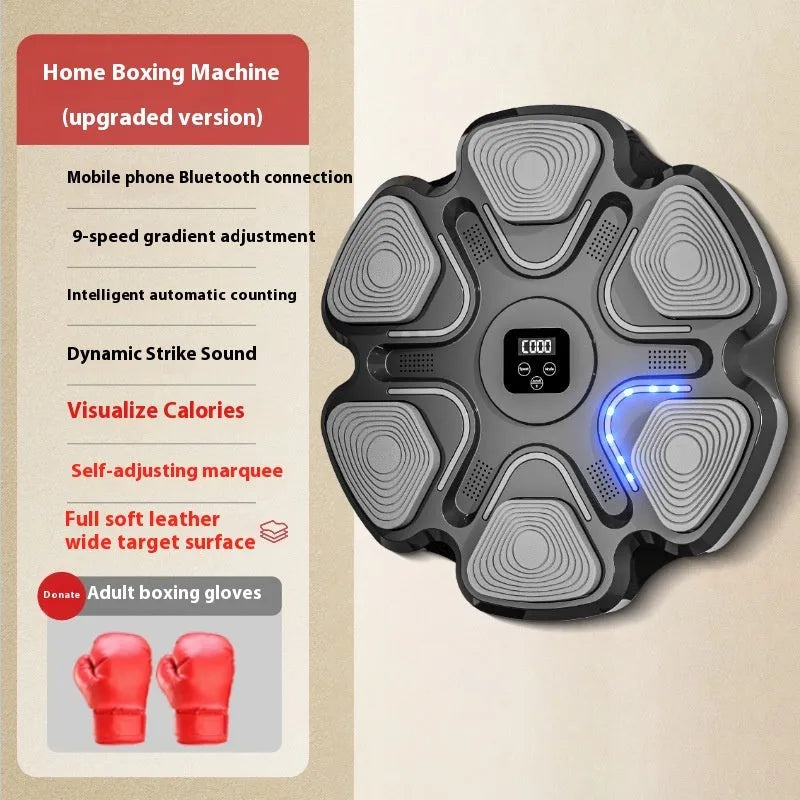 Smart music boxing machine wall target with electronic reaction system and black gloves