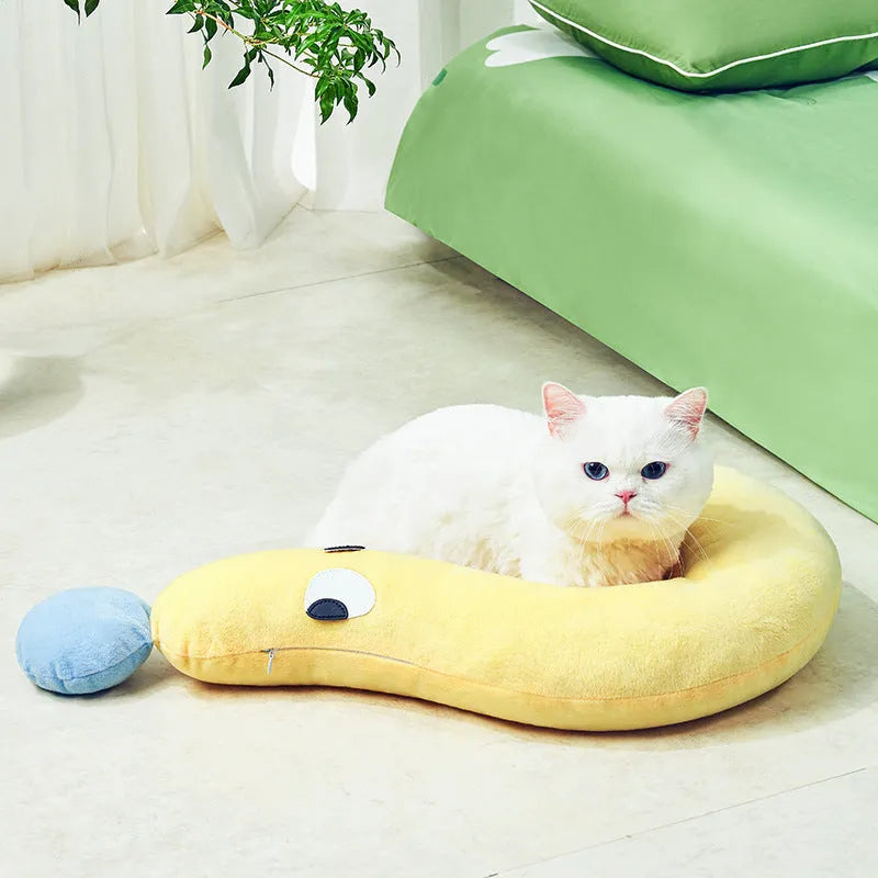 Blue rectangular pet pillow measuring 62 by 39 centimetres for dogs and cats.