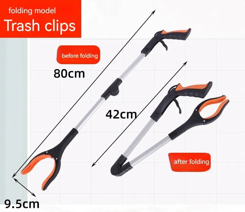 Aluminium folding garbage clamp with magnetic sucker in blue handle colour