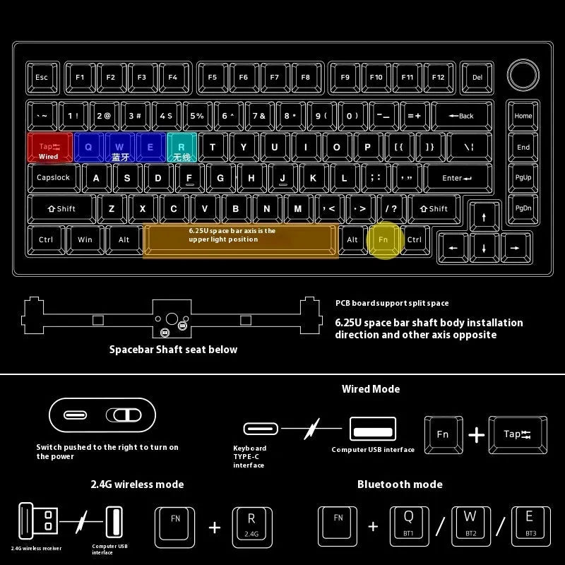 Heiji Snake aluminium mechanical keyboard kit with keycap puller and USB receiver on a desk.