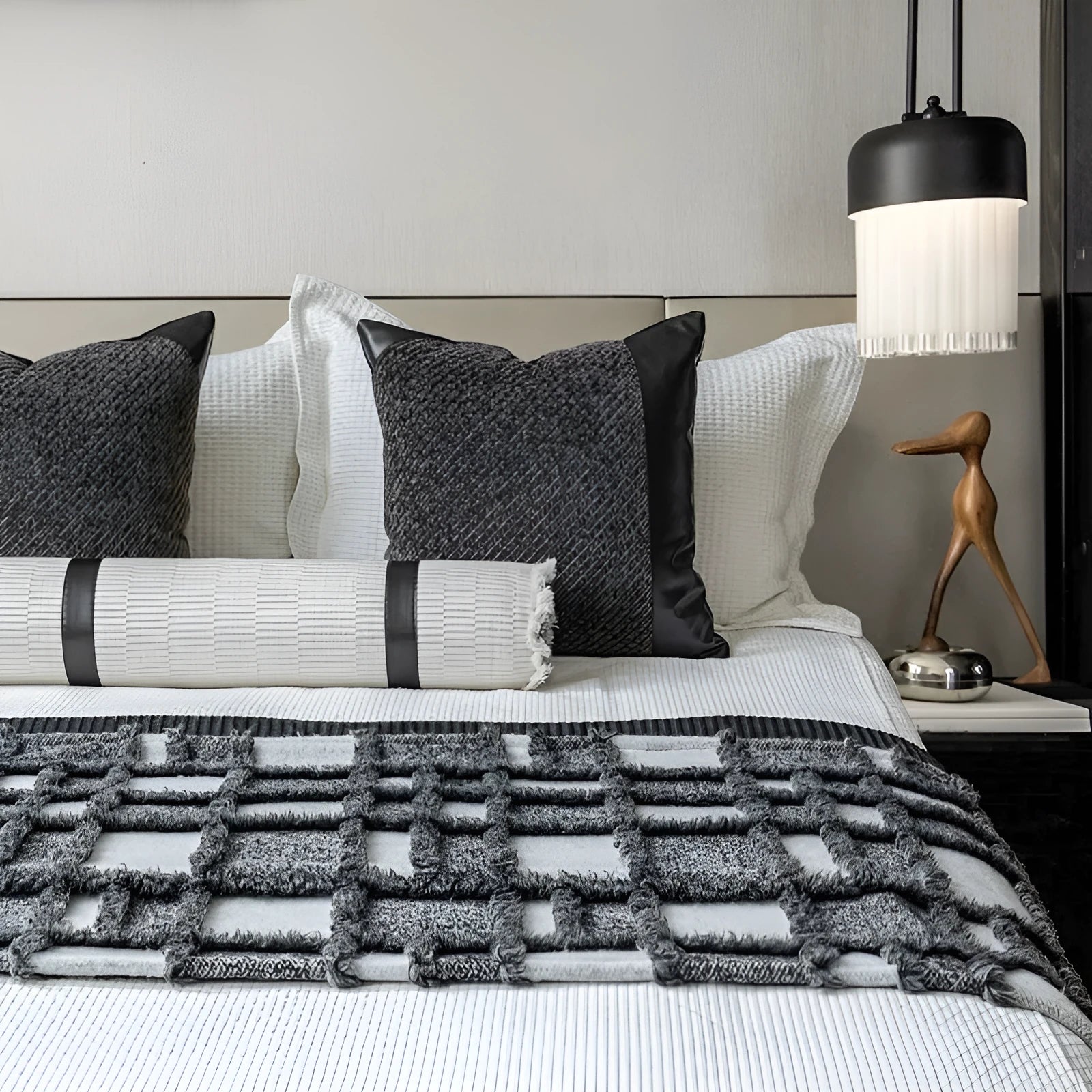 Modern minimalist bed runner blanket set with pillow on 1.5m-1.8m bed