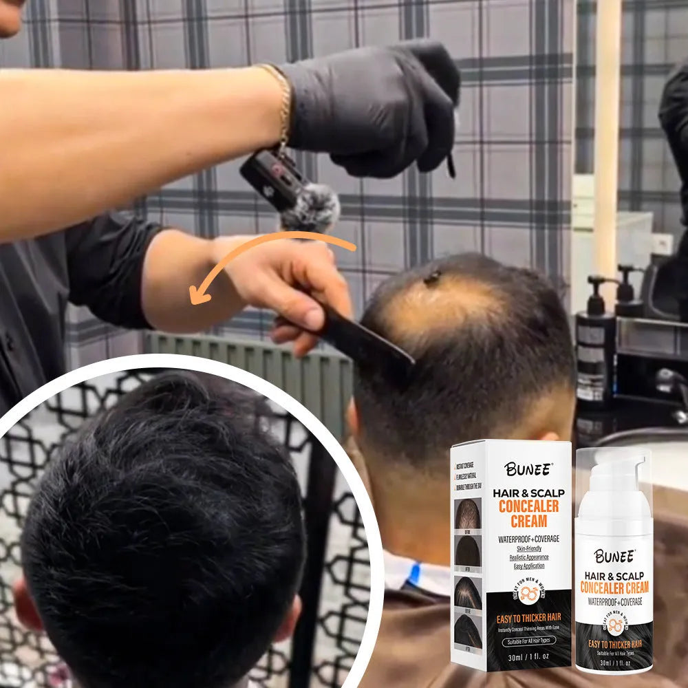 30ml bottle of scalp concealer pomade with applicator for covering thinning hair.