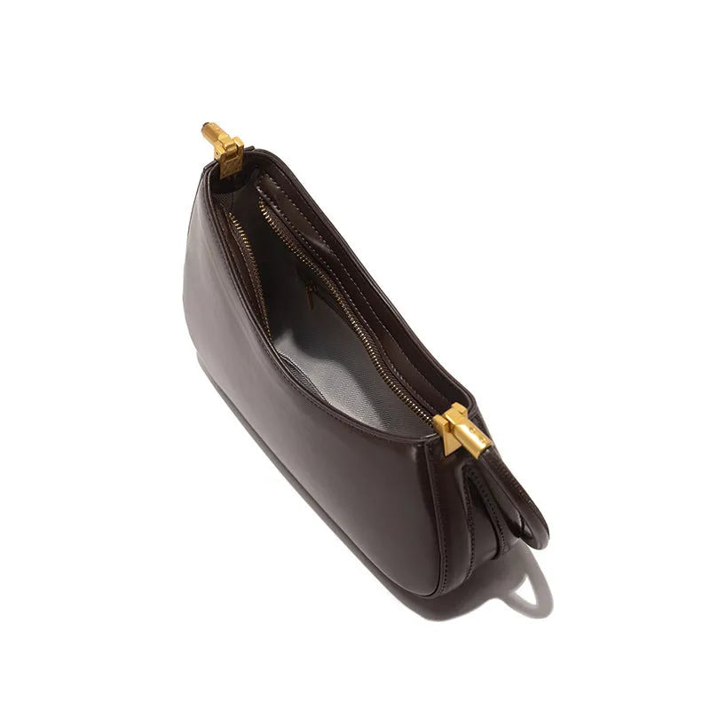 Oval-shaped retro underarm handbag for women in PU with a single shoulder strap, shown in multiple colour options.
