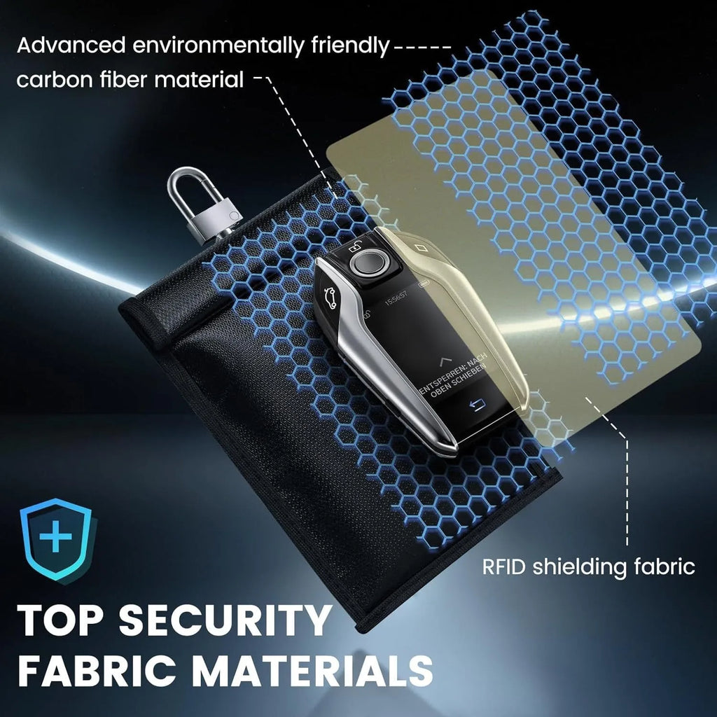 Fireproof fabric mobile phone bag with glass fibre and RFID blocking in solid colour