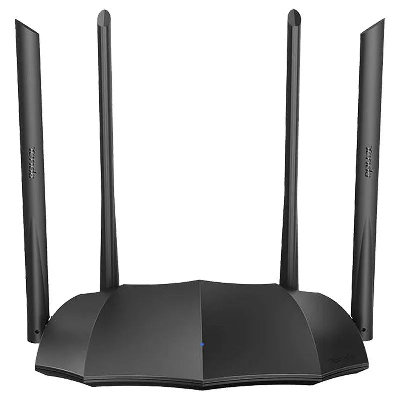Dual-band wireless router with gigabit ports measuring 365mm by 286mm by 70mm