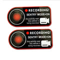 Pair of PVC electrostatic Sentry Mode warning stickers for Tesla, size 11x5cm, English text