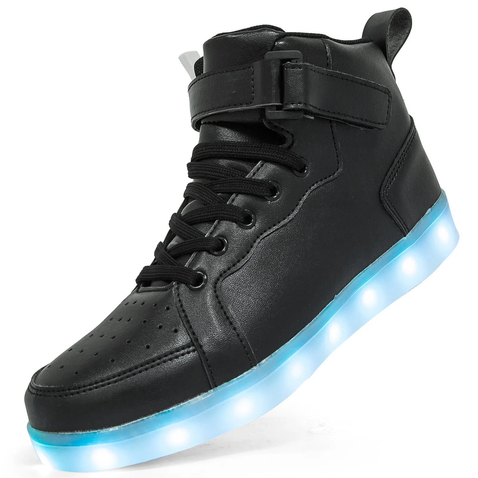 LED light-up high-top board shoes with velcro closure in multiple colour options