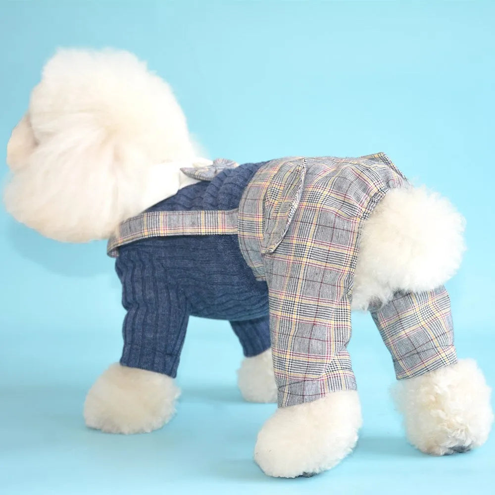 Orange cotton dog shirt for small pets with suit-style design
