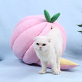 Thickened pumpkin nest cat dog bed cave winter kennel in orange coral fleece material M size