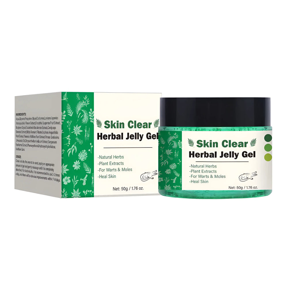 Clear herbal gel in 50g tube with transparent formulation for body care