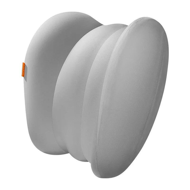 Suspension bin car head restraint and lumbar pillow set in grey and orange colours