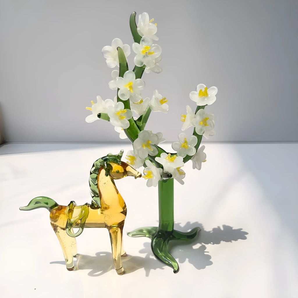 Brown glazed horse office decoration with coloured glaze finish