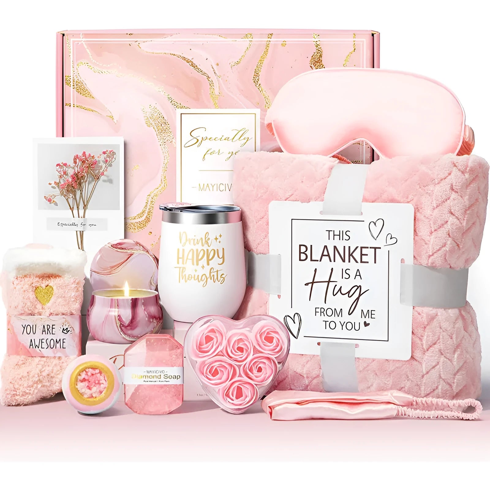 Aromatherapy candle soap bath gift set in a modern plastic container