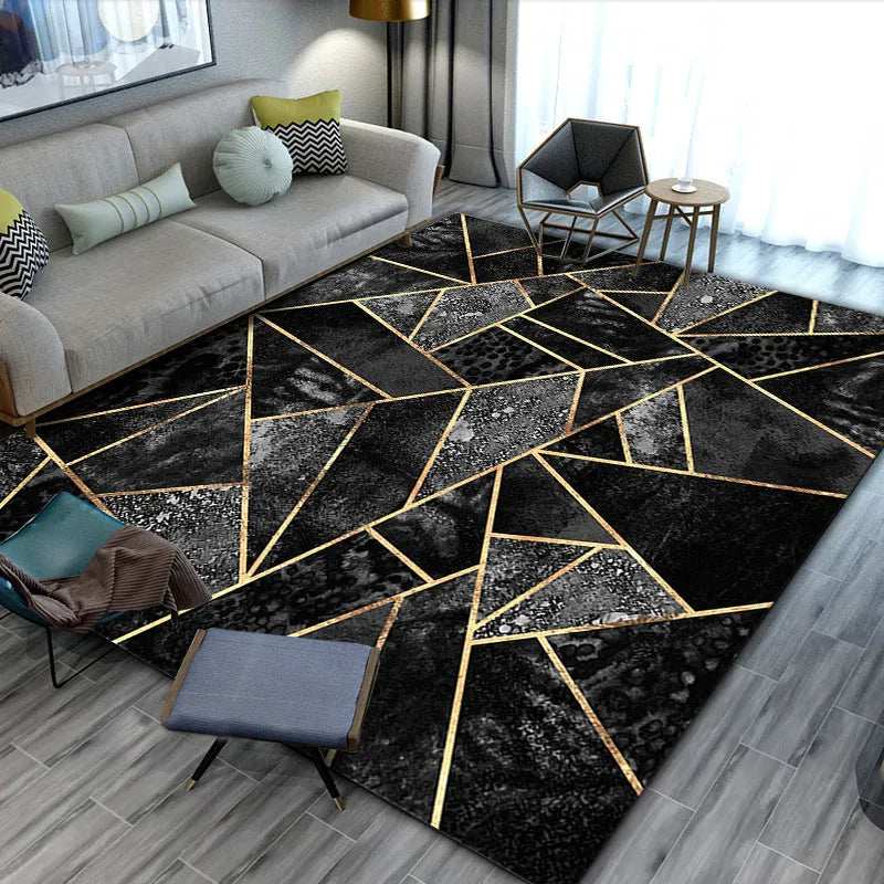 Modern minimalist geometric abstract machine woven crystal velvet polyester fibre rectangle carpet in multiple colours and sizes